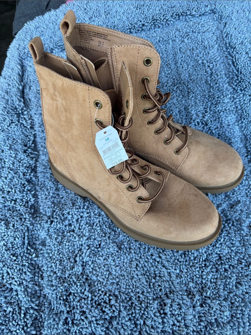 Woman’s  Tan Suede Lace-Up Combat Boots